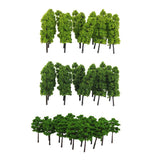60Piece 1/200 1/250 N Scale Green Painted Tree Models for Railroad Dioramas