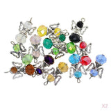Maxbell 24 Pieces Tibetan Silver Angel  Wing Charms Glass Pendant Bead multi-colored