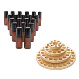 Wood Rotatable Essential Oil Display Rack Organizer Stand + 20 Empty Bottles