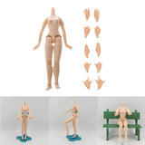 19-Joints Nude Body Parts & 5 Pairs Joints Movable Hand Set for Blythe Dolls