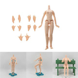 19-Joints Nude Body Parts & 5 Pairs Joints Movable Hand Set for Blythe Dolls