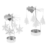 Maxbell 2pcs Christmas Rotating Candle Tea Light Holder Candlestick Snowflake/Tree