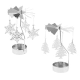 Maxbell 2pcs Christmas Rotating Candle Tea Light Holder Candlestick Snowflake/Tree