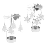 Maxbell 2pcs Christmas Rotating Candle Tea Light Holder Candlestick Snowflake/Tree