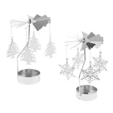 Maxbell 2pcs Christmas Rotating Candle Tea Light Holder Candlestick Snowflake/Tree