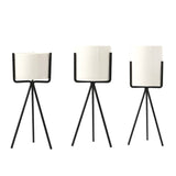 Nordic Style Ceramic Iron Art Vase Set for Home Office Decoration Black