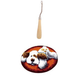 Latch Hook Rug Kits DIY Dog Craft Embroidery Cushion with Wood Crochet Hook