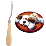 Latch Hook Rug Kits DIY Dog Craft Embroidery Cushion with Wood Crochet Hook