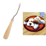 Latch Hook Rug Kits DIY Dog Craft Embroidery Cushion with Wood Crochet Hook