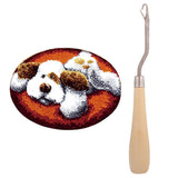 Latch Hook Rug Kits DIY Dog Craft Embroidery Cushion with Wood Crochet Hook