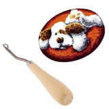 Latch Hook Rug Kits DIY Dog Craft Embroidery Cushion with Wood Crochet Hook
