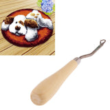 Latch Hook Rug Kits DIY Dog Craft Embroidery Cushion with Wood Crochet Hook
