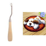Latch Hook Rug Kits DIY Dog Craft Embroidery Cushion with Wood Crochet Hook