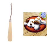 Latch Hook Rug Kits DIY Dog Craft Embroidery Cushion with Wood Crochet Hook