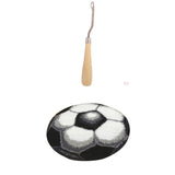 DIY Football Latch Hook Rug Kits Embroidery Cushion + 3Pcs Wood Crochet Hook