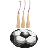 DIY Football Latch Hook Rug Kits Embroidery Cushion + 3Pcs Wood Crochet Hook