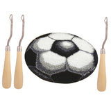 DIY Football Latch Hook Rug Kits Embroidery Cushion + 3Pcs Wood Crochet Hook