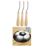 DIY Football Latch Hook Rug Kits Embroidery Cushion + 3Pcs Wood Crochet Hook