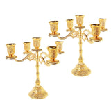 2pcs European 5 Arms Candelabra Candle Holder for Decoration-22.5cm