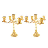 2pcs European 5 Arms Candelabra Candle Holder for Decoration-22.5cm