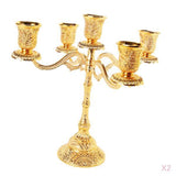 2pcs European 5 Arms Candelabra Candle Holder for Decoration-22.5cm