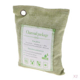 2 Pack Bamboo Charcoal Air Purifying Freshener Odor Eliminator Bag Green