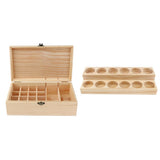 2pcs Handmade Wood Essential Oil Display Storage Carrying Case Box Stand Set