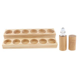 Wood Essential Oil Displaying Rack 2 Tiers Organizer with Roller Ball Bottle