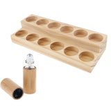Wood Essential Oil Displaying Rack 2 Tiers Organizer with Roller Ball Bottle