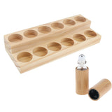 Wood Essential Oil Displaying Rack 2 Tiers Organizer with Roller Ball Bottle