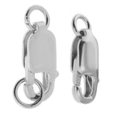 2 Pieces 925 Sterling Lobster Clasp Split Ring Jewelry Keychain DIY Platinum