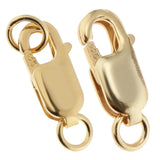 2Pcs 925 Sterling Metal Lobster Clasp Split Ring Jewelry Keychain DIY Gold
