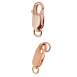 2Pcs 925 Sterling Lobster Clasp Split Ring Jewelry Keychain DIY Rose Gold