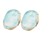2x Resin Imitation agate nail art Palette drink coaster cup mat decors blue