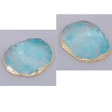 2x Resin Imitation agate nail art Palette drink coaster cup mat decors blue