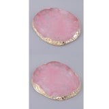 2x Resin Imitation agate nail art Palette drink coaster cup mat decors pink