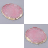 2x Resin Imitation agate nail art Palette drink coaster cup mat decors pink