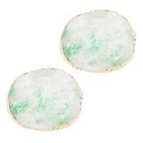 2x Resin Imitation agate nail art Palette drink coaster cup mat decors green