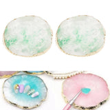 2x Resin Imitation agate nail art Palette drink coaster cup mat decors green