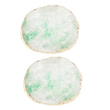 2x Resin Imitation agate nail art Palette drink coaster cup mat decors green