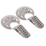 2pcs Rhinestone Button Duck-mouth Buckle Fastener for Clothing Decor Silver