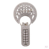 2pcs Rhinestone Button Duck-mouth Buckle Fastener for Clothing Decor Silver