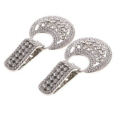 2pcs Rhinestone Button Duck-mouth Buckle Fastener for Clothing Decor Silver