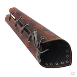 2Pcs Medieval Unisex Men  Bracers Leather Gauntlet Wristband Arm Armor Brown
