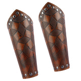 2Pcs Medieval Unisex Men  Bracers Leather Gauntlet Wristband Arm Armor Brown