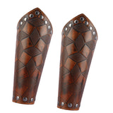 2Pcs Medieval Unisex Men  Bracers Leather Gauntlet Wristband Arm Armor Brown