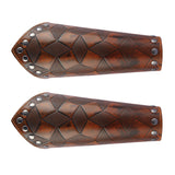 2Pcs Medieval Unisex Men  Bracers Leather Gauntlet Wristband Arm Armor Brown