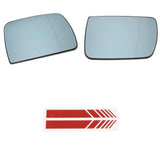 2 PC Left+Right Heated Wing Mirror Glass+2 Line Mirror Stickers for  X5