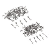 100 Pieces Stainless Steel Quick Lock Fishing Snap Clip Swivel Connectors