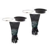 2 Piece Left Hand Gloves + 2 x Glove Holder & Clamp for Sand Blast Cabinet